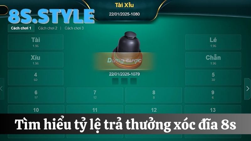 Tỷ lệ trả thưởng xóc đĩa 8S